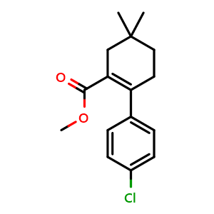 Chemical structure of methyl 4'-chloro-4,4-dimethyl-3,4,5,6-tetrahydro-[1,1'-biphenyl]-2-carboxylate , CAS 1027345-20-5, AChemBlock AD285194