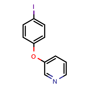 Chemical structure of 3-(4-iodophenoxy)pyridine , CAS 167990-09-2, AChemBlock AD285198