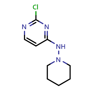 Chemical structure of 2-chloro-N-(piperidin-1-yl)pyrimidin-4-amine , CAS 1549459-02-0, AChemBlock AD285199