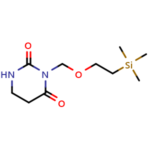 Chemical structure of 3-((2-(trimethylsilyl)ethoxy)methyl)dihydropyrimidine-2,4(1H,3H)-dione , CAS 2633726-11-9, AChemBlock AD285211