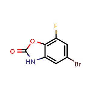 Chemical structure of 5-bromo-7-fluorobenzo[d]oxazol-2(3H)-one , CAS 509147-84-6, AChemBlock AD285217