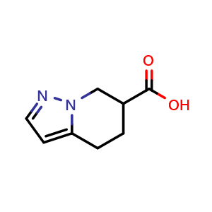 Chemical structure of 4H,5H,6H,7H-pyrazolo[1,5-a]pyridine-6-carboxylic acid , CAS 1554586-33-2, AChemBlock AD285220