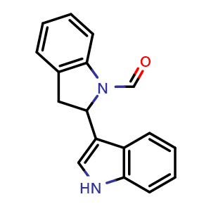 Chemical structure of 2-(1H-indol-3-yl)indoline-1-carbaldehyde , CAS 31951-29-8, AChemBlock AD285232
