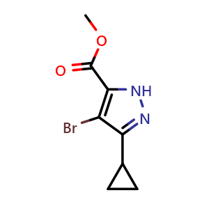 Chemical structure of Methyl 4-bromo-3-cyclopropyl-1h-pyrazole-5-carboxylate , CAS 1291275-80-3, AChemBlock AD285233
