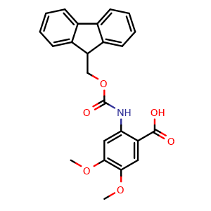 Chemical structure of Fmoc-2-amino-4,5-dimethoxybenzoic acid , CAS 855005-12-8, AChemBlock AD285244