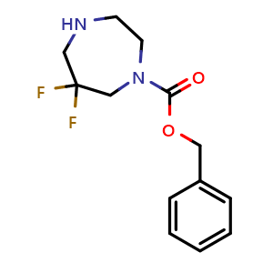 Chemical structure of Benzyl 6,6-difluoro-1,4-diazepane-1-carboxylate , CAS 1783402-81-2, AChemBlock AD285257
