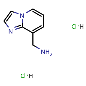 Chemical structure of Imidazo[1,2-a]pyridin-8-ylmethanamine dihydrochloride , CAS 2378501-84-7, AChemBlock AD285259