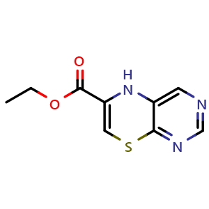 Chemical structure of Ethyl 5H-pyrimido[4,5-b][1,4]thiazine-6-carboxylate , CAS 69785-97-3, AChemBlock AD285262