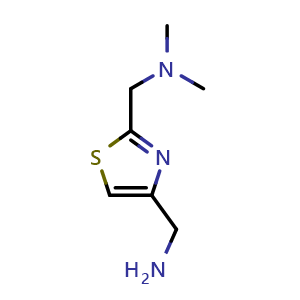 Chemical structure of 1-(4-(aminomethyl)thiazol-2-yl)-N,N-dimethylmethanamine , CAS 933712-12-0, AChemBlock AD285264