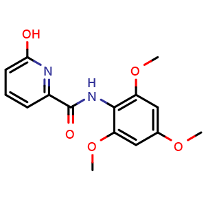 Chemical structure of 6-hydroxy-N-(2,4,6-trimethoxyphenyl)picolinamide , CAS 2364537-39-1, AChemBlock AD285268