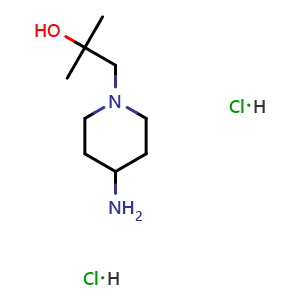 Chemical structure of 1-(4-Aminopiperidin-1-yl)-2-methylpropan-2-ol dihydrochloride , CAS 1421602-24-5, AChemBlock AD285278