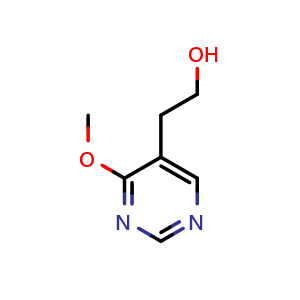 Chemical structure of 2-(4-methoxypyrimidin-5-yl)ethan-1-ol , CAS 1518563-21-7, AChemBlock AD285291