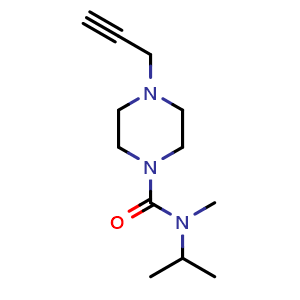 Chemical structure of N-Isopropyl-N-methyl-4-(prop-2-yn-1-yl)piperazine-1-carboxamide , CAS 1645423-12-6, AChemBlock AD285297