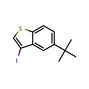 Chemical structure of 5-(tert-Butyl)-3-iodobenzo[b]thiophene , CAS 3029253-11-7, AChemBlock AD285298