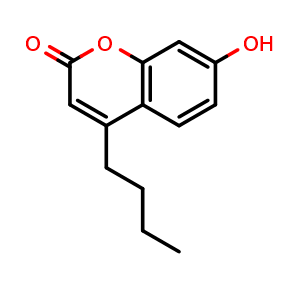 Chemical structure of 4-Butyl-7-hydroxy-2H-chromen-2-one , CAS 342894-11-5, AChemBlock AD285304