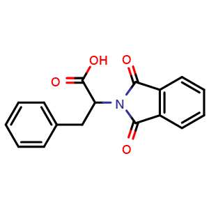 Chemical structure of 2-(1,3-Dioxo-1,3-dihydro-2h-isoindol-2-yl)-3-phenylpropanoic acid , CAS 3588-64-5, AChemBlock AD285305