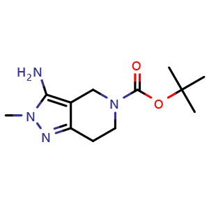 Chemical structure of tert-Butyl 3-amino-2-methyl-2h,4h,5h,6h,7h-pyrazolo[4,3-c]pyridine-5-carboxylate , CAS 1245558-98-8, AChemBlock AD285313