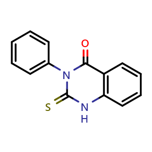 Chemical structure of 3-Phenyl-2-thioxo-2,3-dihydroquinazolin-4(1H)-one , CAS 18741-24-7, AChemBlock AD285323