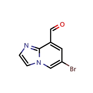 Chemical structure of 6-Bromoimidazo[1,2-a]pyridine-8-carbaldehyde , CAS 1505349-96-1, AChemBlock AD285324