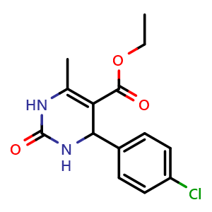 Chemical structure of Ethyl 4-(4-chlorophenyl)-6-methyl-2-oxo-1,2,3,4-tetrahydropyrimidine-5-carboxylate , CAS 5948-71-0, AChemBlock AD285328