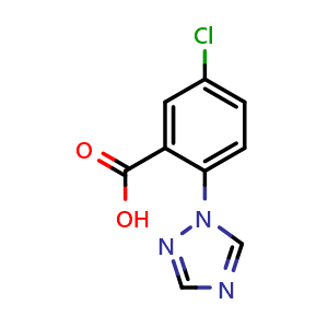 Chemical structure of 5-Chloro-2-(1H-1,2,4-triazol-1-yl)benzoic acid , CAS 629655-19-2, AChemBlock AD285329