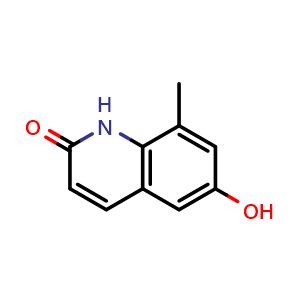 Chemical structure of 6-Hydroxy-8-methylquinolin-2(1H)-one , CAS 143268-86-4, AChemBlock AD285331
