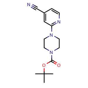 Chemical structure of tert-Butyl 4-(4-cyanopyridin-2-yl)piperazine-1-carboxylate , CAS 884507-31-7, AChemBlock AD285336