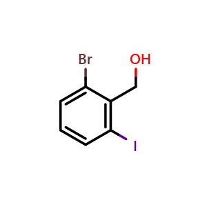 Chemical structure of (2-Bromo-6-iodophenyl)methanol , CAS 1261850-41-2, AChemBlock AD285350