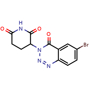 Chemical structure of 3-(6-Bromo-4-oxobenzo[d][1,2,3]triazin-3(4H)-yl)piperidine-2,6-dione , CAS 2250288-75-4, AChemBlock AD285354