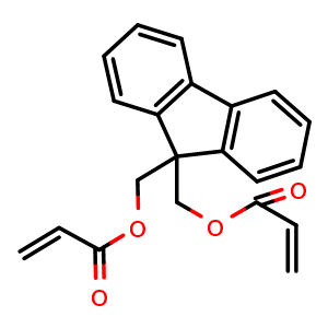 Chemical structure of (9H-Fluorene-9,9-diyl)bis(methylene) diacrylate , CAS 583036-99-1, AChemBlock AD285361