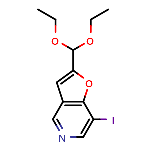Chemical structure of 2-(Diethoxymethyl)-7-iodofuro[3,2-c]pyridine , CAS 1548825-58-6, AChemBlock AD285364