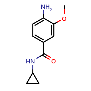Chemical structure of 4-Amino-N-cyclopropyl-3-methoxybenzamide , CAS 946826-55-7, AChemBlock AD285366