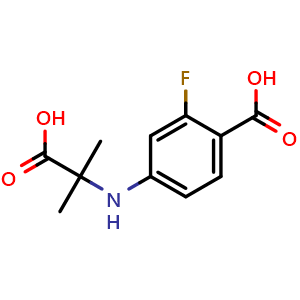 Chemical structure of 4-[(1-Carboxy-1-methylethyl)amino]-2-fluorobenzoic acid , CAS 1332524-02-3, AChemBlock AD285367