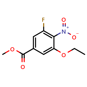 Chemical structure of Methyl 3-Ethoxy-5-fluoro-4-nitrobenzoate , CAS 2701935-75-1, AChemBlock AD285368