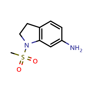 Chemical structure of 1-Methanesulfonyl-2,3-dihydro-1H-indol-6-amine , CAS 620985-93-5, AChemBlock AD285375
