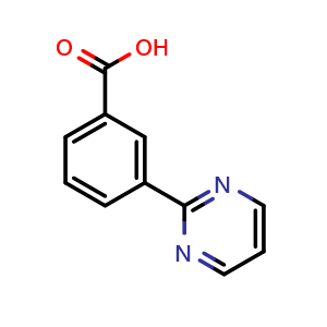 Chemical structure of 3-Pyrimidin-2-yl-benzoic acid , CAS 579476-26-9, AChemBlock AD285377