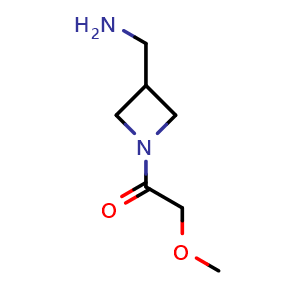 Chemical structure of 1-(3-(aminomethyl)azetidin-1-yl)-2-methoxyethan-1-one , CAS 1492291-50-5, AChemBlock AD285383