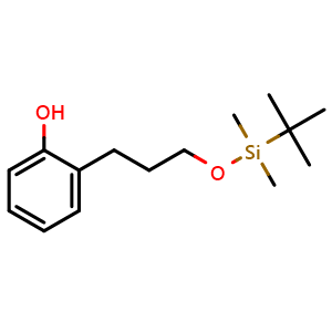 Chemical structure of 2-(3-(tert-Butyldimethylsilyloxy)propyl)phenol , CAS 1346808-84-1, AChemBlock AD285389
