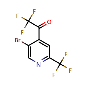Chemical structure of 1-(5-Bromo-2-(trifluoromethyl)pyridin-4-yl)-2,2,2-trifluoroethanone , CAS 1375303-24-4, AChemBlock AD285391