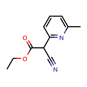 Chemical structure of Ethyl 2-cyano-2-(6-methylpyridin-2-yl)acetate , CAS 91350-99-1, AChemBlock AD285392