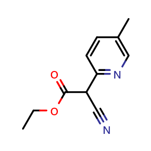 Chemical structure of Ethyl 2-cyano-2-(5-methylpyridin-2-yl)acetate , CAS 1375303-32-4, AChemBlock AD285393