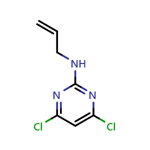 Chemical structure of N-allyl-4,6-dichloropyrimidin-2-amine , CAS 34386-98-6, AChemBlock AD285400