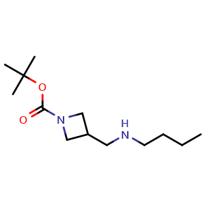 Chemical structure of tert-Butyl 3-((butylamino)methyl)azetidine-1-carboxylate , CAS 1402149-07-8, AChemBlock AD285406