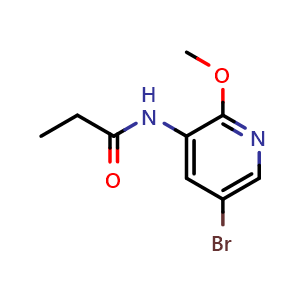 Chemical structure of N-(5-bromo-2-methoxypyridin-3-yl)propionamide , CAS 1425334-91-3, AChemBlock AD285417