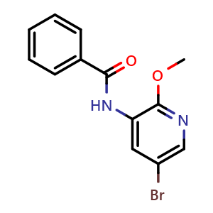 Chemical structure of N-(5-bromo-2-methoxypyridin-3-yl)benzamide , CAS 1425335-49-4, AChemBlock AD285423