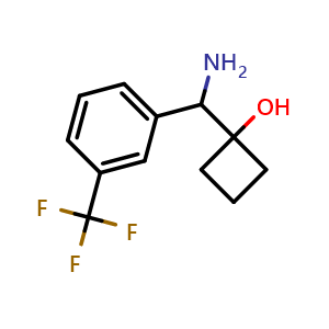 Chemical structure of 1-(amino(3-(trifluoromethyl)phenyl)methyl)cyclobutanol , CAS 1402152-89-9, AChemBlock AD285427