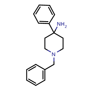 Chemical structure of 1-benzyl-4-phenylpiperidin-4-amine , CAS 181641-49-6, AChemBlock AD285430