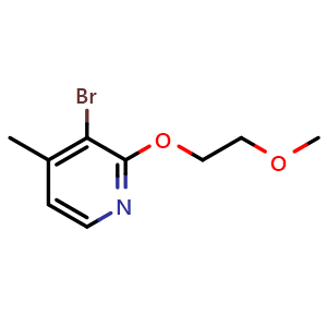 Chemical structure of 3-bromo-2-(2-methoxyethoxy)-4-methylpyridine , CAS 1702906-26-0, AChemBlock AD285431