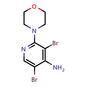 Chemical structure of 3,5-dibromo-2-morpholinopyridin-4-amine , CAS 1563531-87-2, AChemBlock AD285432