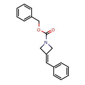 Chemical structure of Benzyl 3-benzylideneazetidine-1-carboxylate , CAS 1823858-61-2, AChemBlock AD285442